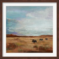 Framed Buffalo Under Big Sky Red and Brown