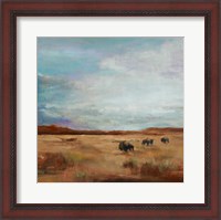 Framed Buffalo Under Big Sky Red and Brown