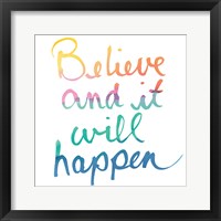 Colorburst I Believe White Sq Framed Print