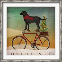 Framed Black Lab on Bike Christmas