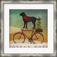 Framed Black Lab on Bike Christmas