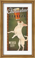 Framed White Chihuahua on Green