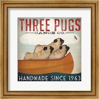 Framed Three Pugs in a Canoe