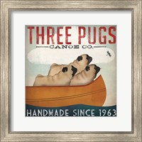 Framed Three Pugs in a Canoe