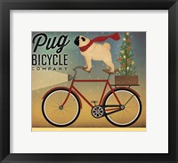 Framed Pug on a Bike Christmas