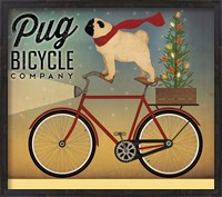 Framed Pug on a Bike Christmas