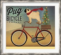 Framed Pug on a Bike Christmas