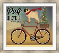 Framed Pug on a Bike Christmas