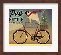 Framed Pug on a Bike Christmas