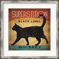 Framed Superstition Black Label Whiskey Cat