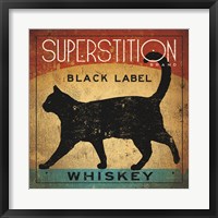 Framed Superstition Black Label Whiskey Cat