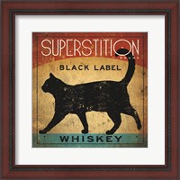 Framed Superstition Black Label Whiskey Cat