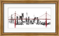 Framed Bridge and Skyline Red