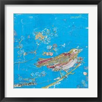 Framed 'Birds of a Feather v2 Blue' border=