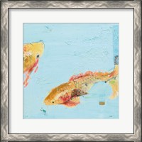 Framed 'Fish in the Sea II Aqua' border=