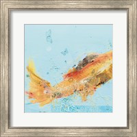 Framed 'Fish in the Sea I Aqua' border=