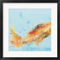 Framed 'Fish in the Sea I Aqua' border=