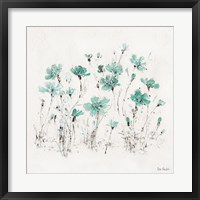 Framed Wildflowers III Turquoise