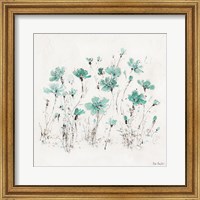 Framed Wildflowers III Turquoise