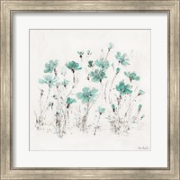 Framed Wildflowers III Turquoise