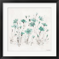 Framed 'Wildflowers III Turquoise' border=