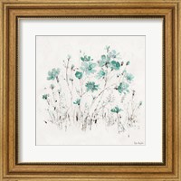 Framed Wildflowers II Turquoise