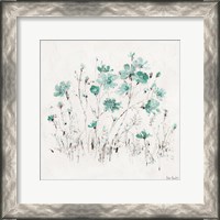 Framed Wildflowers II Turquoise