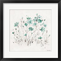 Framed 'Wildflowers II Turquoise' border=