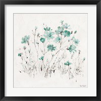 Framed 'Wildflowers II Turquoise' border=