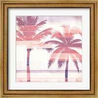 Framed 'Beachscape Palms III Pink Purple' border=