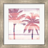 Framed 'Beachscape Palms III Pink Purple' border=