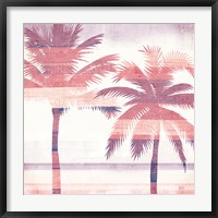 Framed Beachscape Palms III Pink Purple