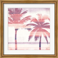 Framed Beachscape Palms III Pink Purple