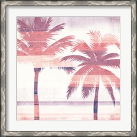 Framed Beachscape Palms III Pink Purple