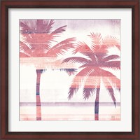 Framed Beachscape Palms III Pink Purple