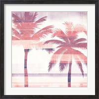 Framed Beachscape Palms III Pink Purple