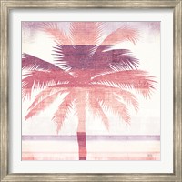 Framed Beachscape Palms II Pink Purple