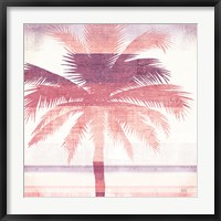 Framed Beachscape Palms II Pink Purple