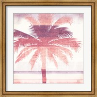 Framed Beachscape Palms II Pink Purple