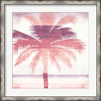 Framed Beachscape Palms II Pink Purple