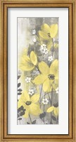Framed Floral Symphony Yellow Gray Crop I