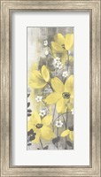 Framed Floral Symphony Yellow Gray Crop I