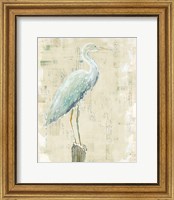 Framed Coastal Egret I v2 no Aqua