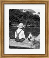 Framed 1920s 1930s Farm Boy Fishing