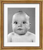 Framed 1950s Close-Up Of Baby Cross-Eyed