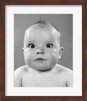 Framed 1950s Close-Up Of Baby Cross-Eyed