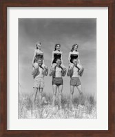 Framed 1950s 1960s Three Couples At Beach