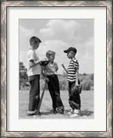 Framed 1950s Boys Baseball Holding Bat