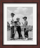 Framed 1950s Boys Baseball Holding Bat