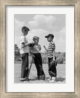 Framed 1950s Boys Baseball Holding Bat